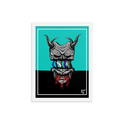 jiu jitsu gear BJJ apparel Divided Demon (Turquoise) ~ Framed Art