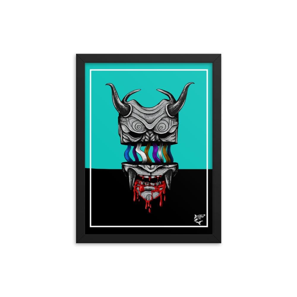 jiu jitsu gear BJJ apparel Divided Demon (Turquoise) ~ Framed Art