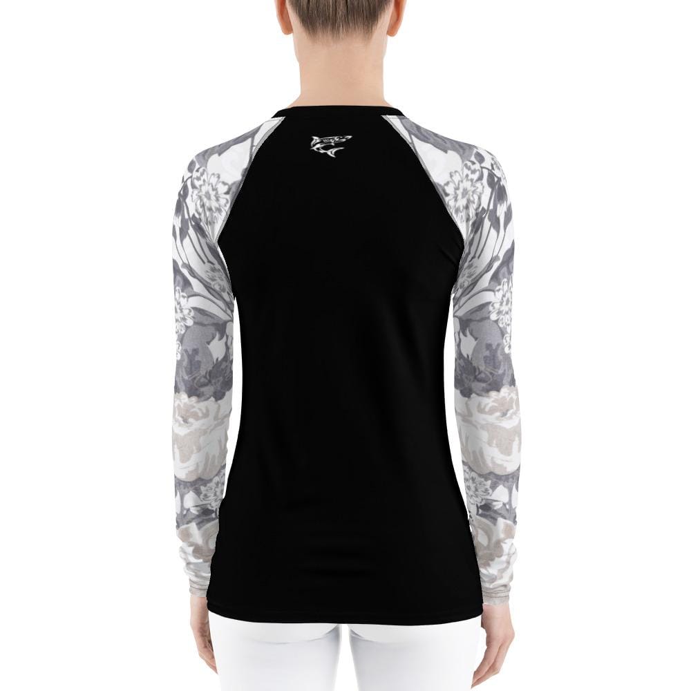 Women's White & Silver BJJ Rash Guard (Elegant Dame) – Submission Shark