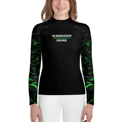 jiu jitsu gear BJJ apparel Green Forest Glow ~ Youth Rash Guard