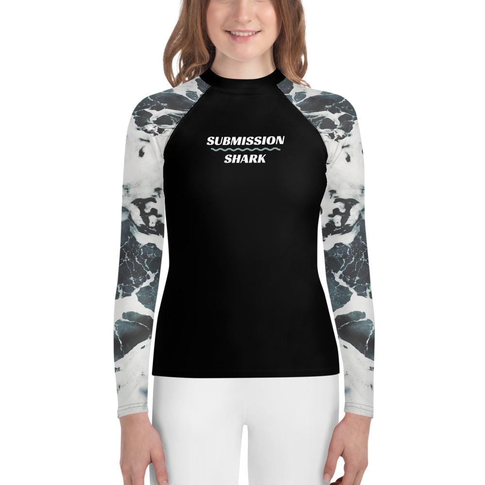 Youth BJJ Rash Guard (Ivory Ocean) - Shop Jiu Jitsu Gear – Submission Shark