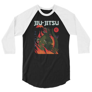 jiu jitsu gear BJJ apparel Jiu-Jitsu Kaiju ~ 3/4 sleeve raglan shirt