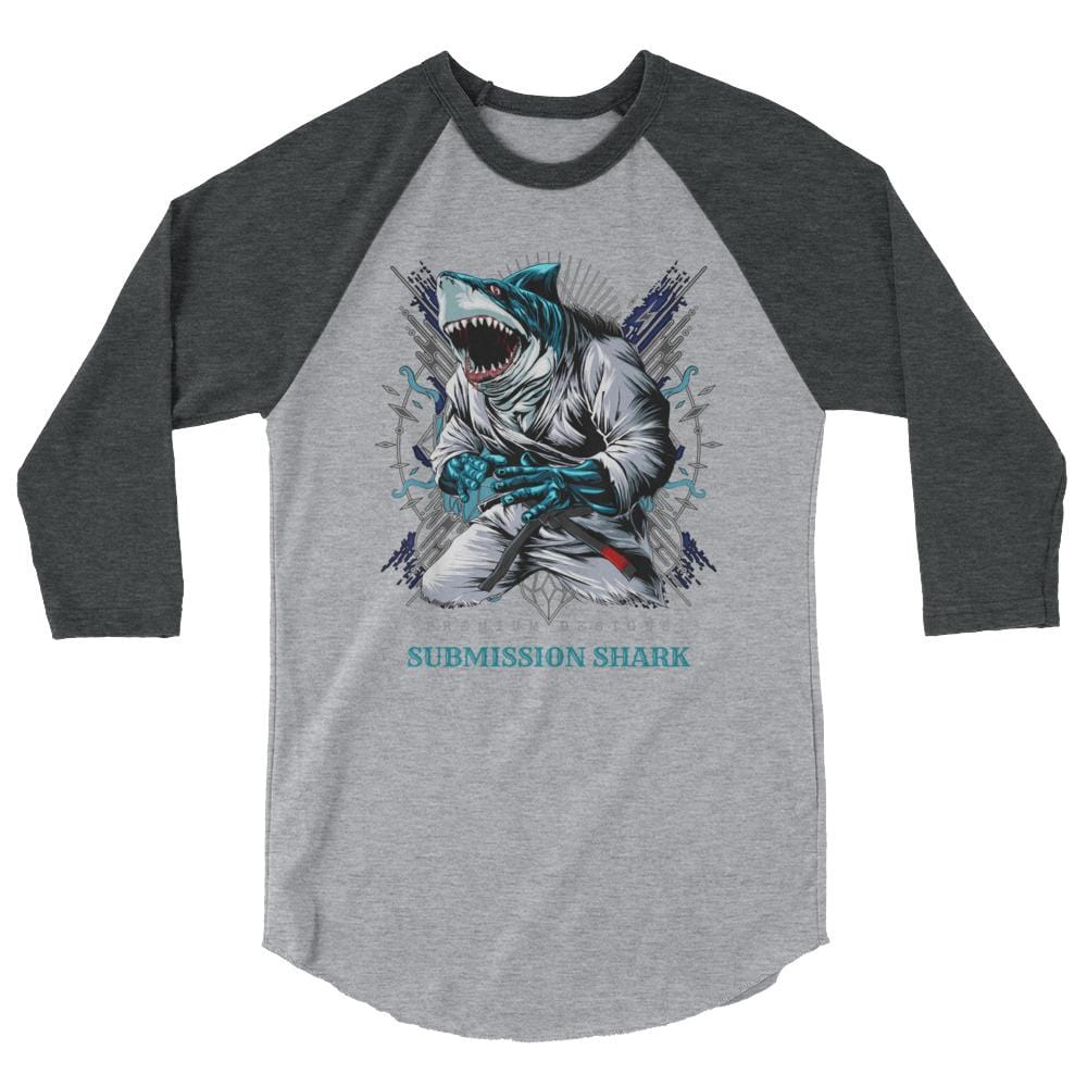 jiu jitsu gear BJJ apparel Shark Frenzy ~ 3/4 sleeve raglan shirt