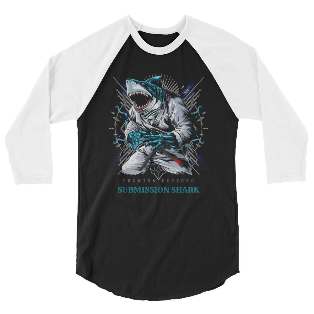 jiu jitsu gear BJJ apparel Shark Frenzy ~ 3/4 sleeve raglan shirt